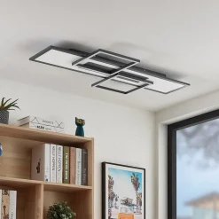 Lucande LED plafondlamp Narumi, CCT, 110cm, zwart, aluminium