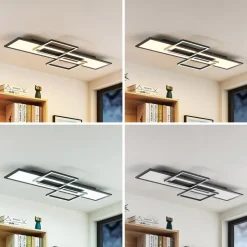 Lucande LED plafondlamp Narumi, CCT, 110cm, zwart, aluminium