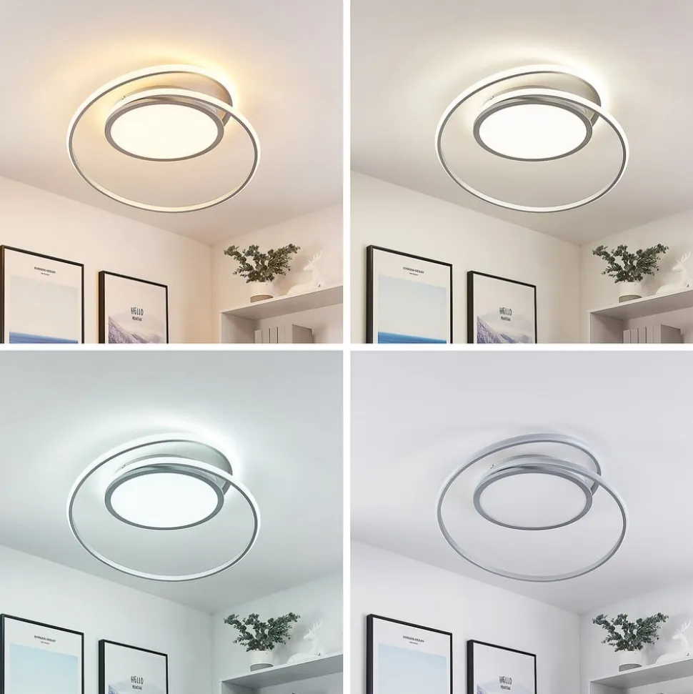 Lucande LED plafondlamp Noud, 65 cm, zilver, metaal, CCT