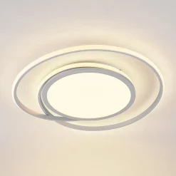 Lucande LED plafondlamp Noud, 65 cm, zilver, metaal, CCT