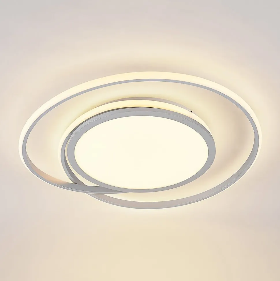 Lucande LED plafondlamp Noud, 65 cm, zilver, metaal, CCT