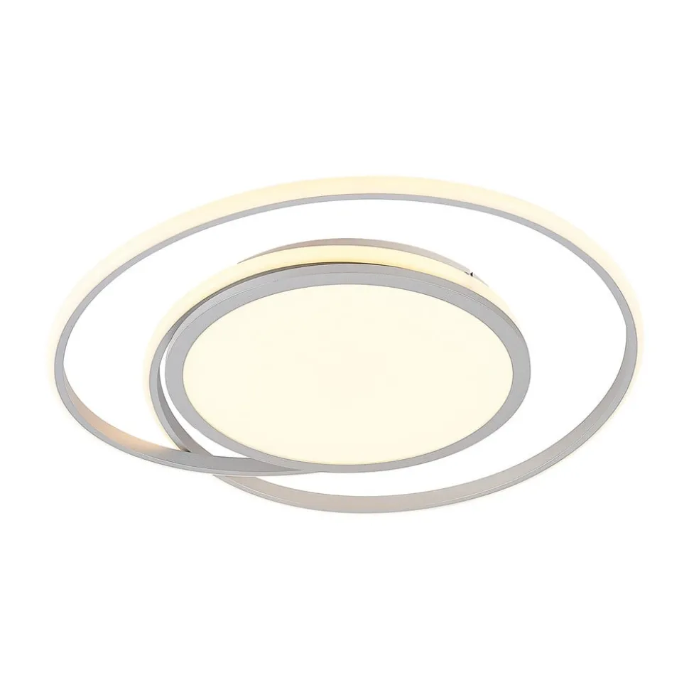 Lucande LED plafondlamp Noud, 65 cm, zilver, metaal, CCT