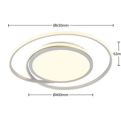 Lucande LED plafondlamp Noud, 65 cm, zilver, metaal, CCT
