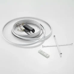 Lucande LED plafondlamp Noud, 65 cm, zilver, metaal, CCT