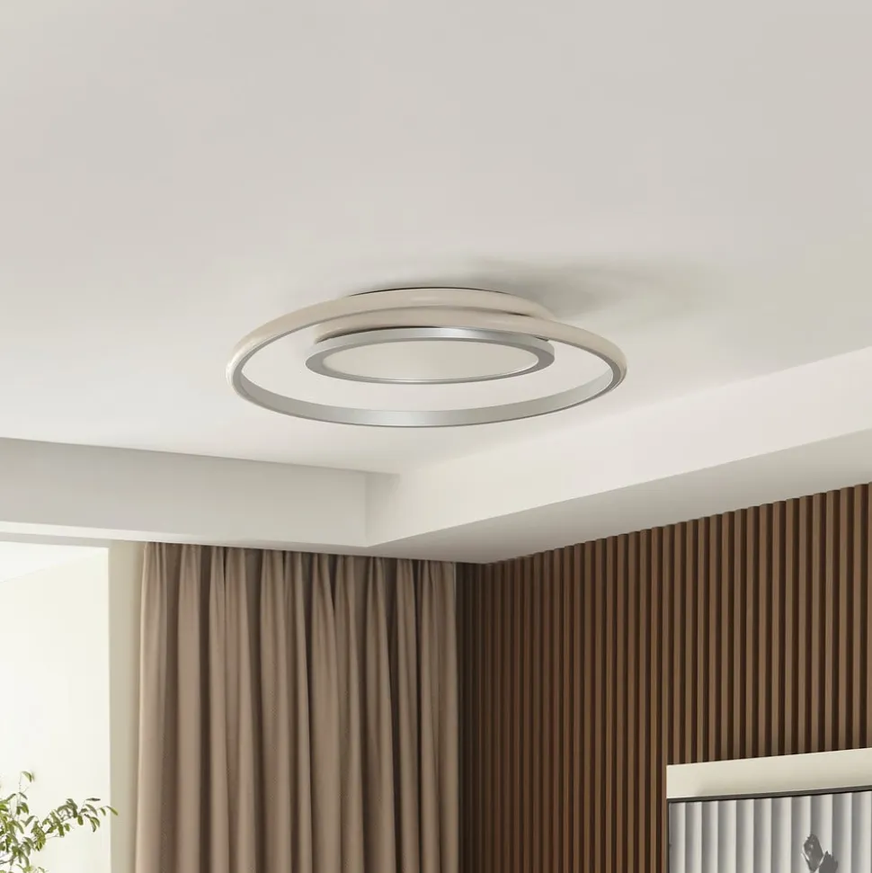 Lucande LED plafondlamp Noud, 49 cm, zilver, aluminium, dimbaar