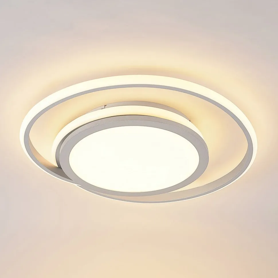 Lucande LED plafondlamp Noud, 49 cm, zilver, aluminium, dimbaar