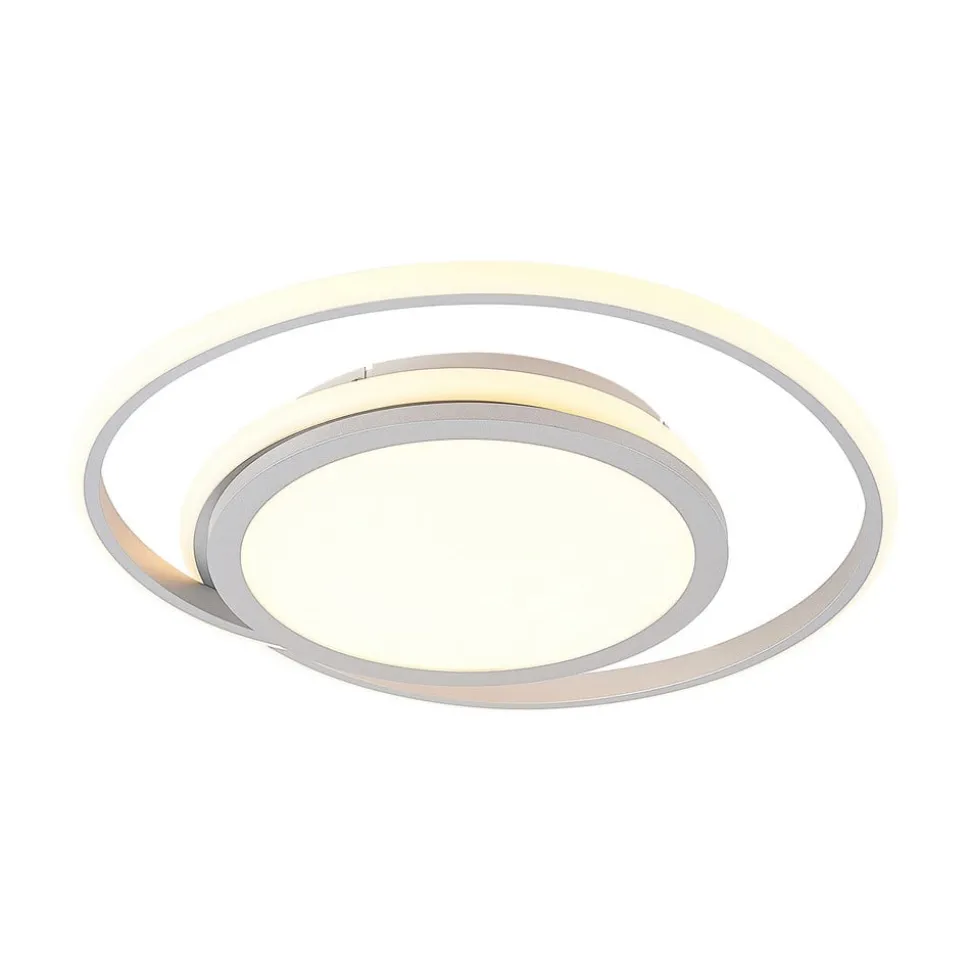 Lucande LED plafondlamp Noud, 49 cm, zilver, aluminium, dimbaar