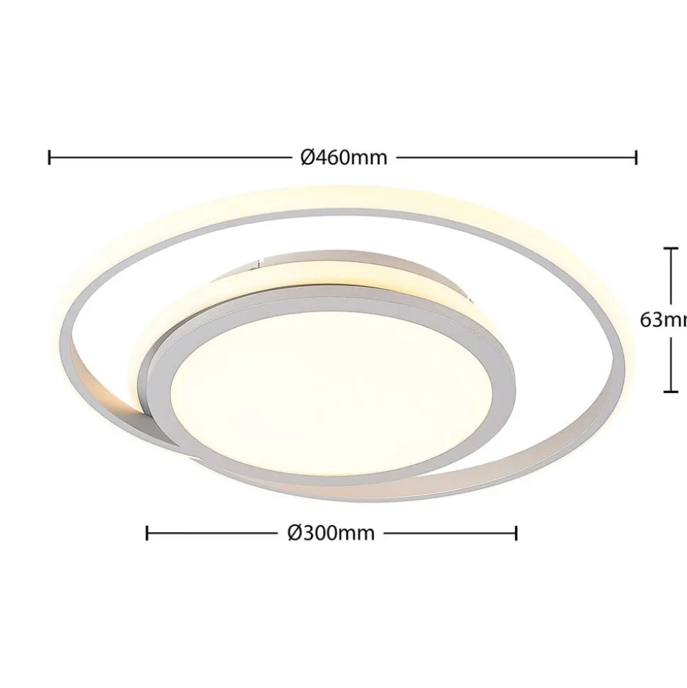 Lucande LED plafondlamp Noud, 49 cm, zilver, aluminium, dimbaar
