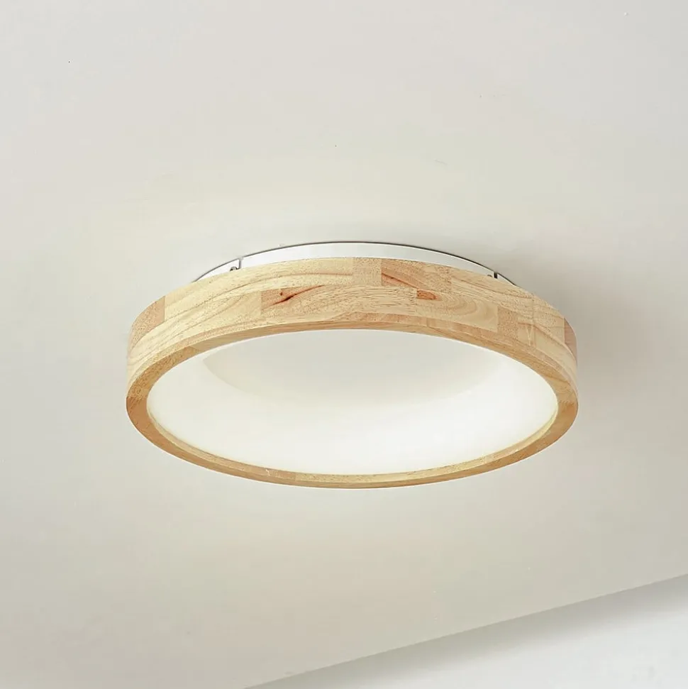Lucande LED plafondlamp Samvel, Ø 40 cm, hout