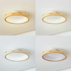 Lucande LED plafondlamp Samvel, Ø 40 cm, hout