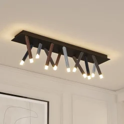 Lucande LED plafondlamp Stoika, 100cm, hoekig, metaal