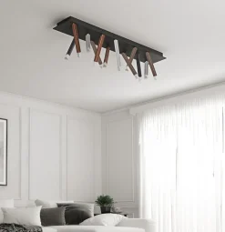 Lucande LED plafondlamp Stoika, 100cm, hoekig, metaal