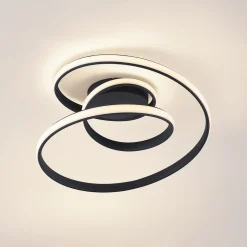 Lucande LED plafondlamp Sakina, zwart, metaal, Ø 48cm