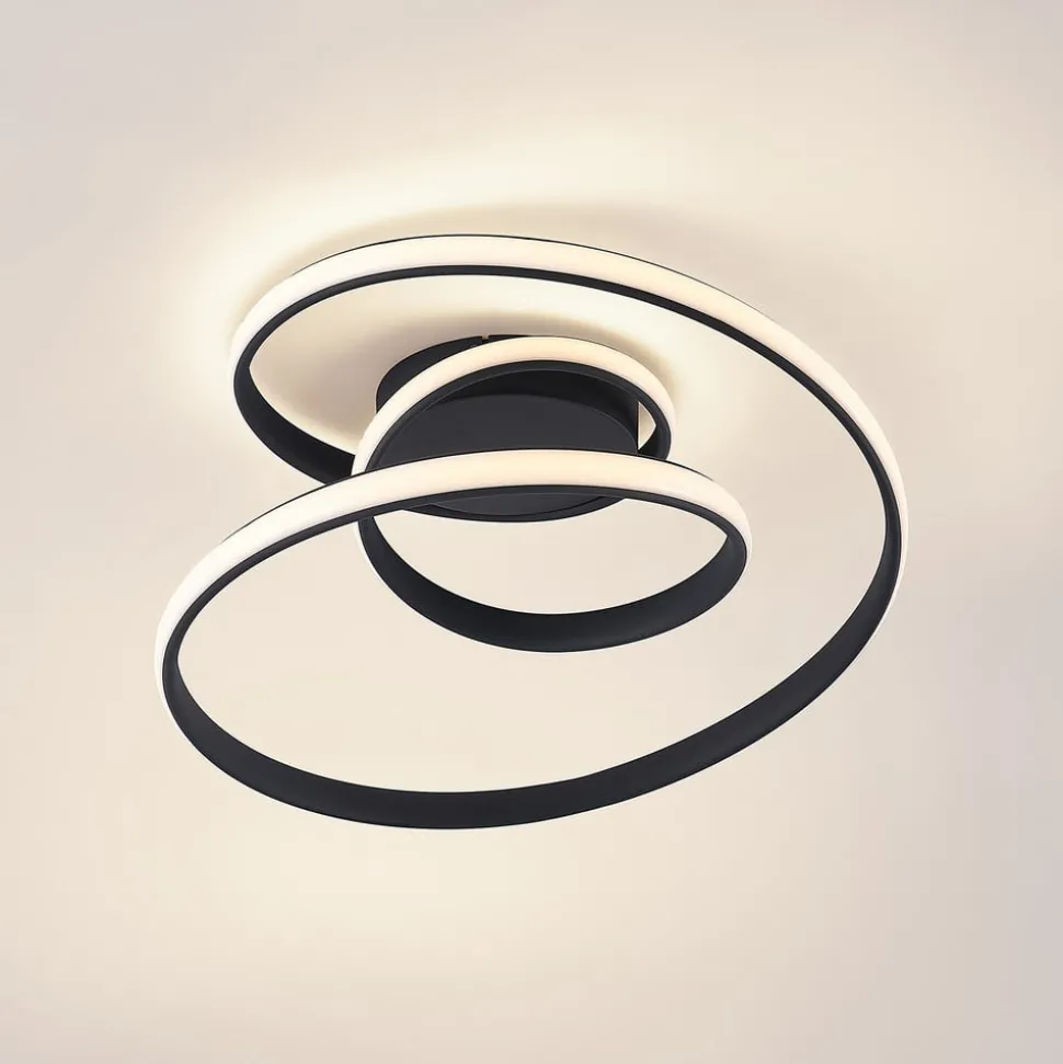 Lucande LED plafondlamp Sakina, zwart, metaal, Ø 48cm