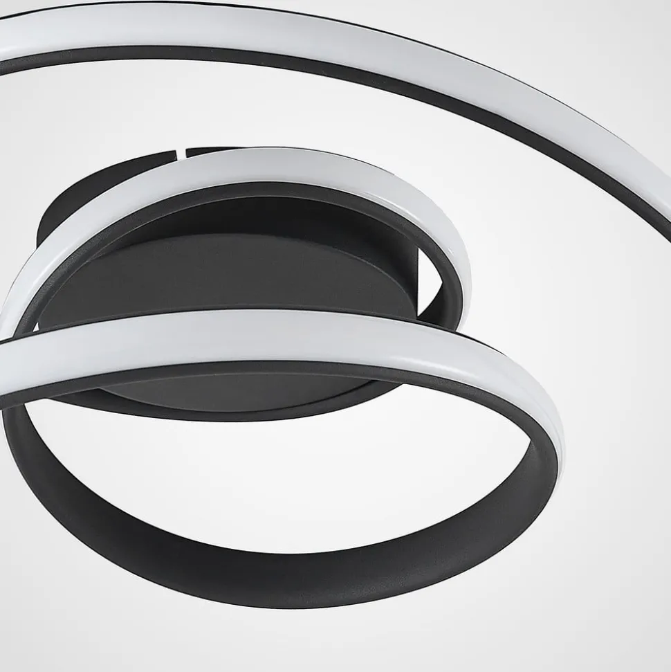 Lucande LED plafondlamp Sakina, zwart, metaal, Ø 48cm