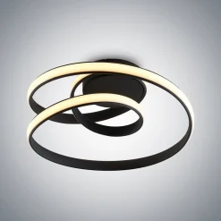 Lucande LED plafondlamp Sakina, zwart, metaal, Ø 48cm