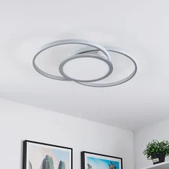 Lucande LED plafondlamp Senne, 63 cm, zilver, aluminium