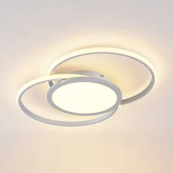 Lucande LED plafondlamp Senne, 63 cm, zilver, aluminium