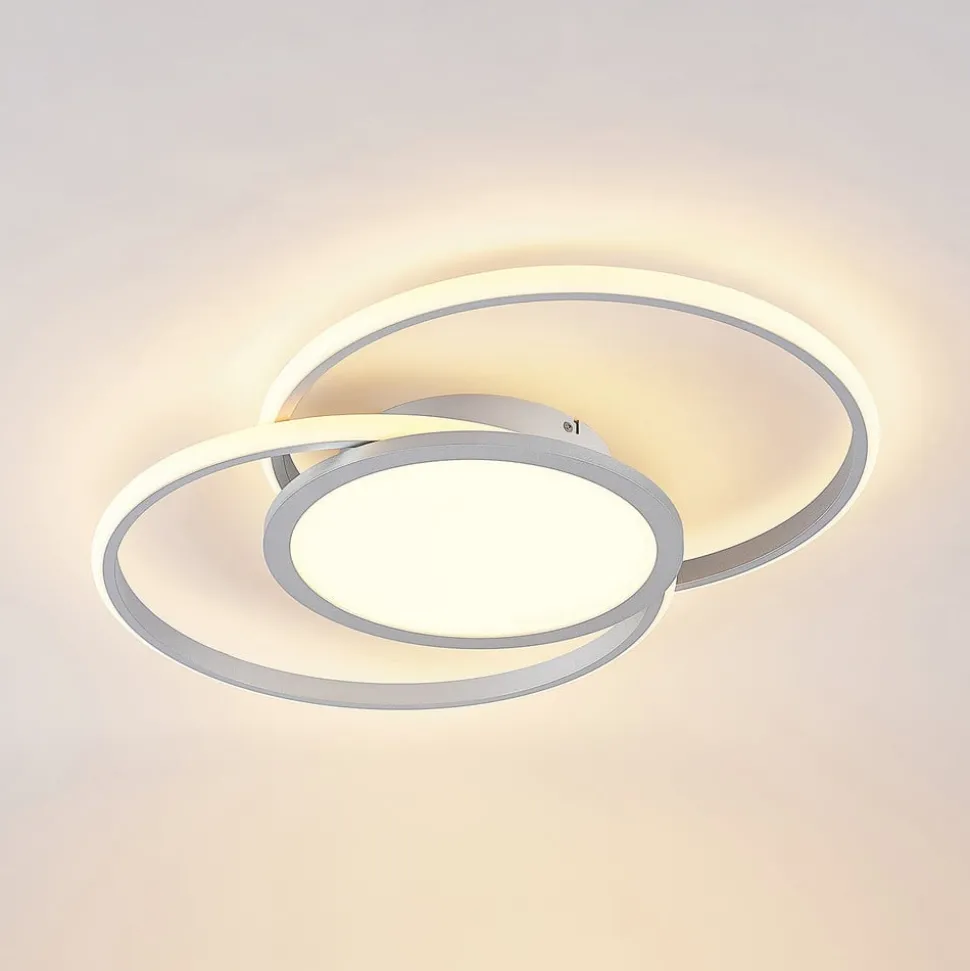 Lucande LED plafondlamp Senne, 63 cm, zilver, aluminium