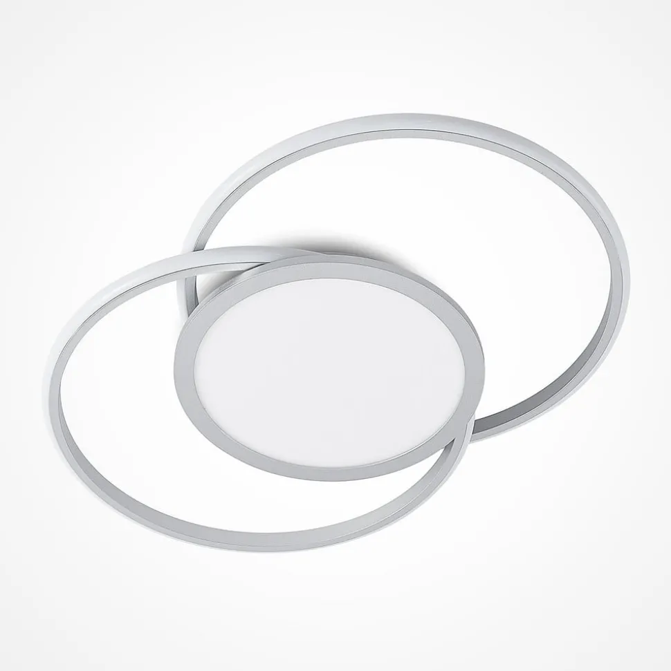 Lucande LED plafondlamp Senne, 63 cm, zilver, aluminium