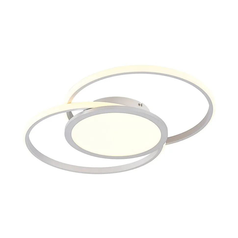 Lucande LED plafondlamp Senne, 63 cm, zilver, aluminium