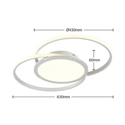 Lucande LED plafondlamp Senne, 63 cm, zilver, aluminium