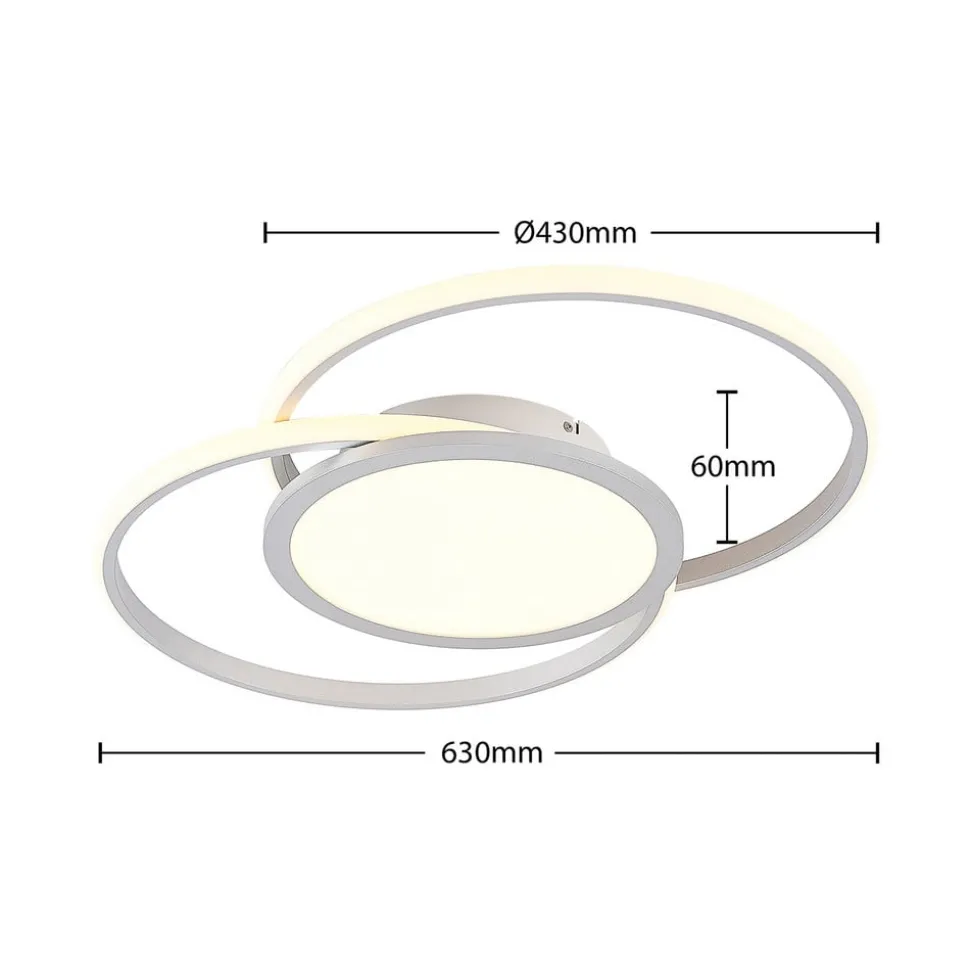Lucande LED plafondlamp Senne, 63 cm, zilver, aluminium