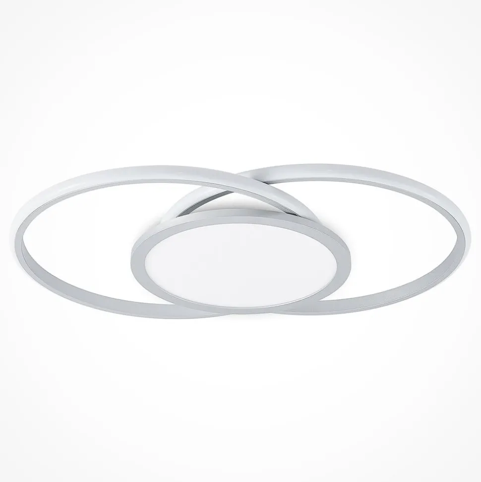 Lucande LED plafondlamp Senne, 63 cm, zilver, aluminium