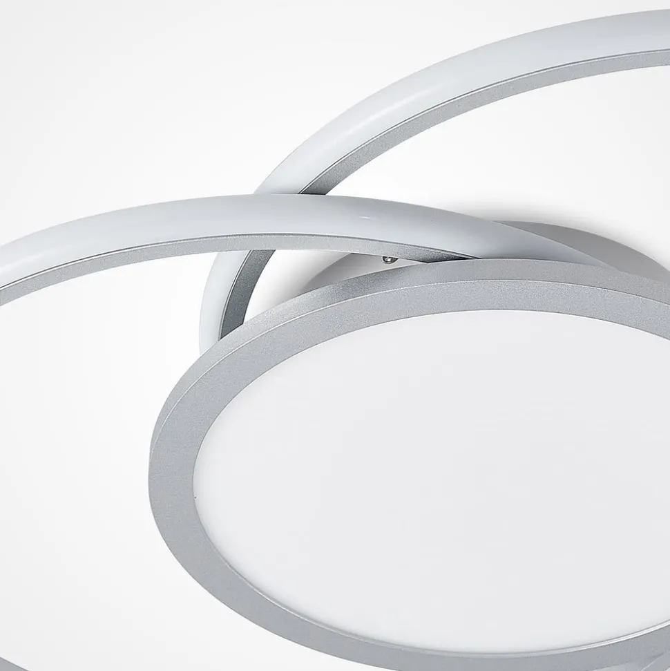 Lucande LED plafondlamp Senne, 63 cm, zilver, aluminium