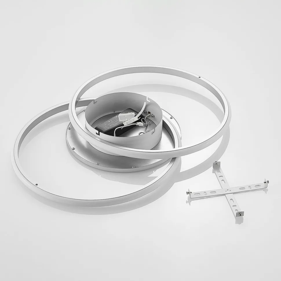 Lucande LED plafondlamp Senne, 63 cm, zilver, aluminium