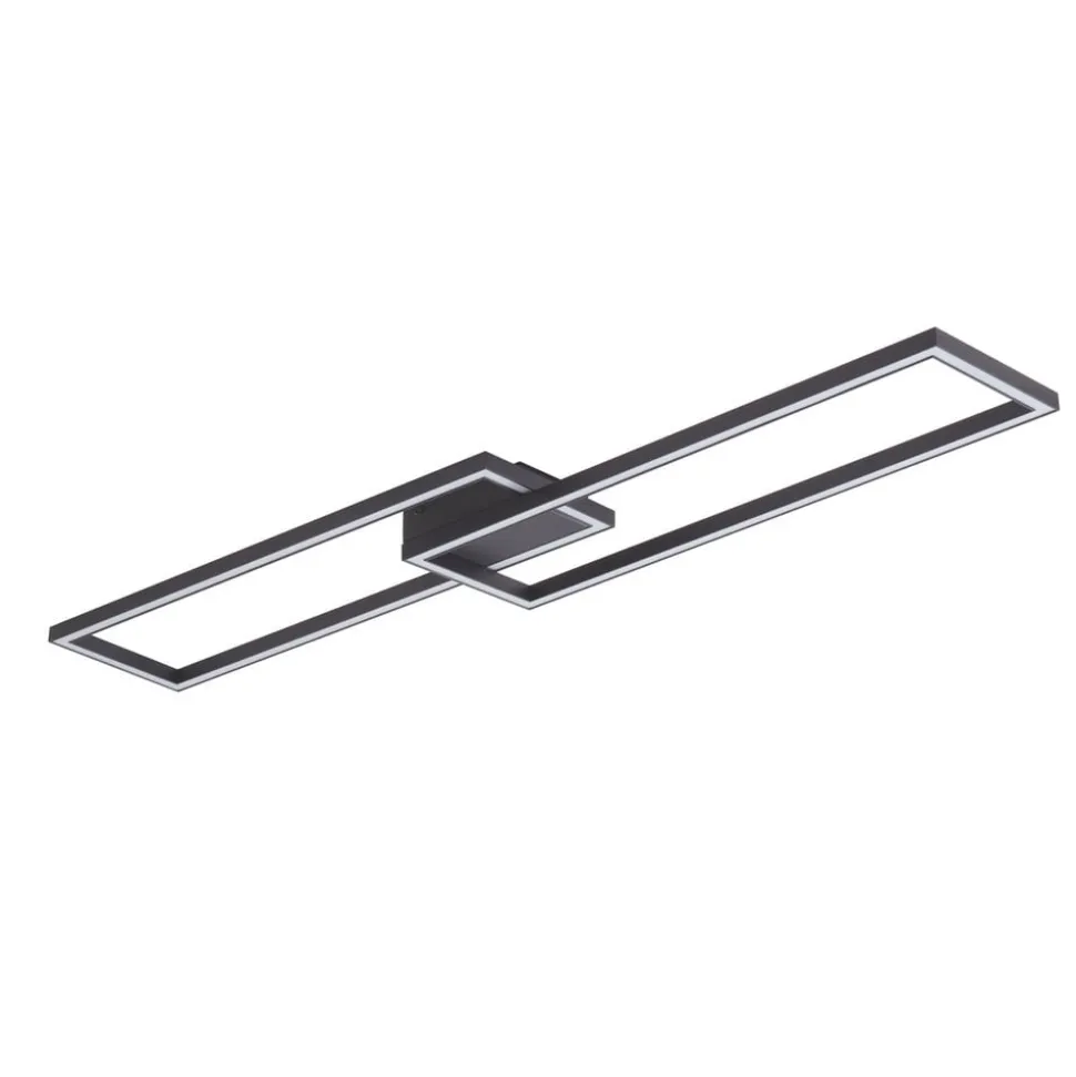 Lucande LED plafondlamp Tjado, 120 cm lang, zwart, metaal
