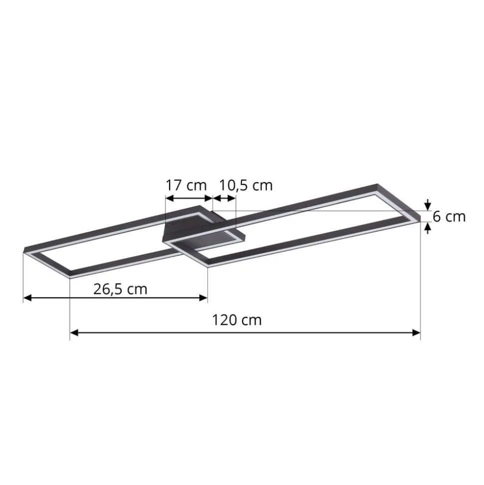 Lucande LED plafondlamp Tjado, 120 cm lang, zwart, metaal