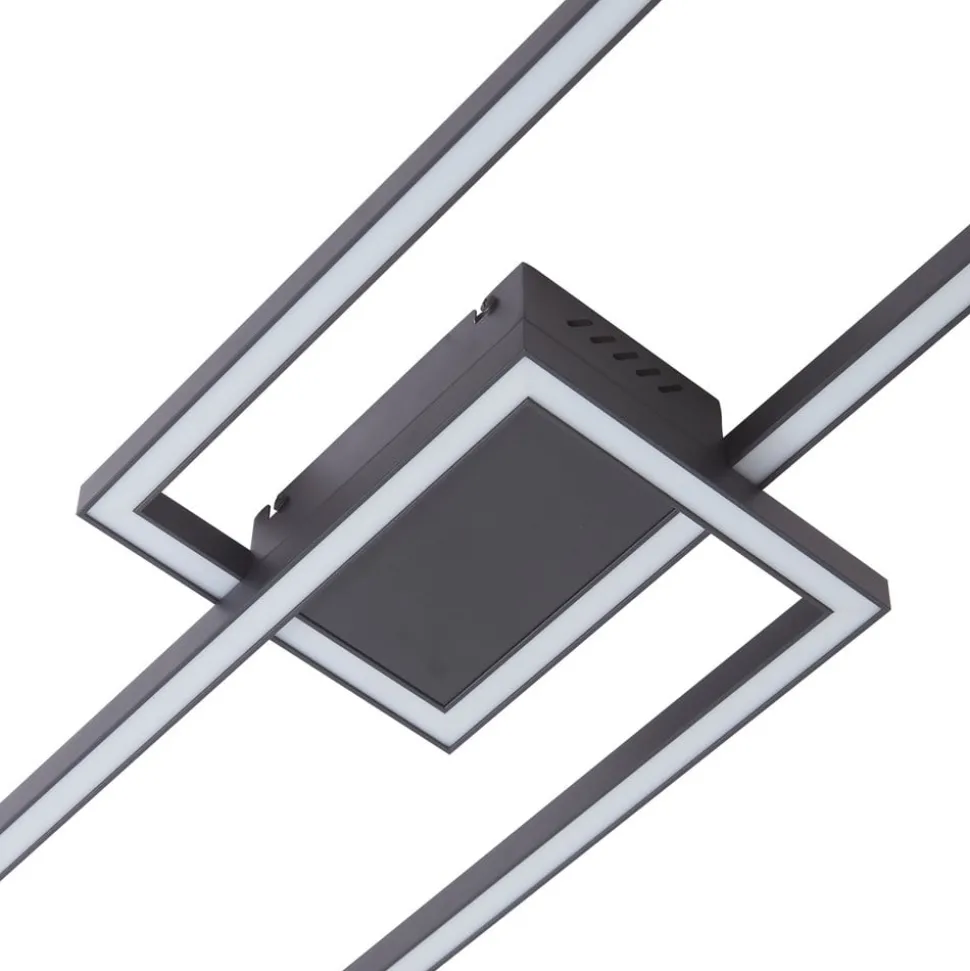 Lucande LED plafondlamp Tjado, 120 cm lang, zwart, metaal