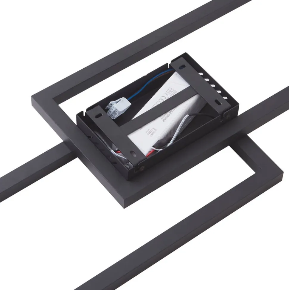 Lucande LED plafondlamp Tjado, 120 cm lang, zwart, metaal