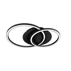 Lucande LED plafondlamp Tjado, 62 cm lang, zwart, metaal