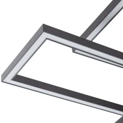 Lucande LED plafondlamp Tjado, 94 cm lang, zwart, metaal