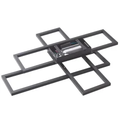 Lucande LED plafondlamp Tjado, 94 cm lang, zwart, metaal