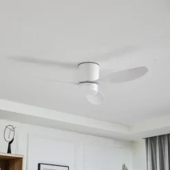 Lucande LED plafondventilator Kayu, wit, DC, stil, Ø 132 cm