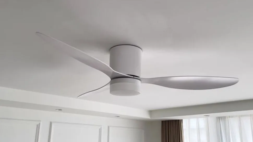 Lucande LED plafondventilator Kayu, wit, DC, stil, Ø 132 cm