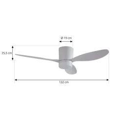Lucande LED plafondventilator Kayu, wit, DC, stil, Ø 132 cm