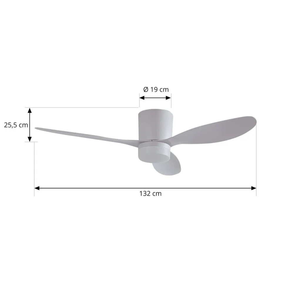 Lucande LED plafondventilator Kayu, wit, DC, stil, Ø 132 cm