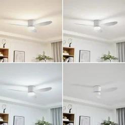 Lucande LED plafondventilator Kayu, wit, DC, stil, Ø 132 cm