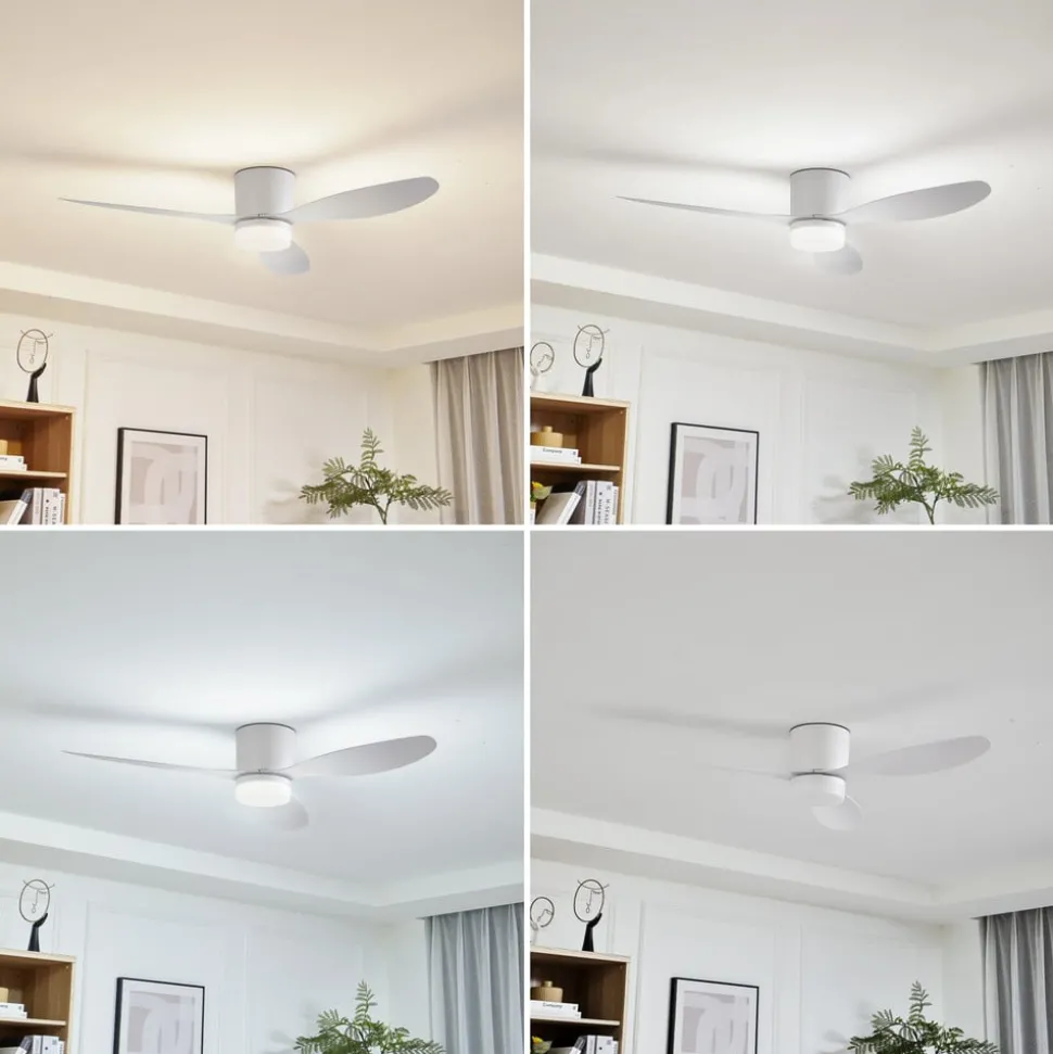 Lucande LED plafondventilator Kayu, wit, DC, stil, Ø 132 cm