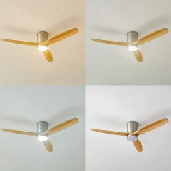 Lucande LED plafondventilator Faipari, nikkel, DC, stil, 132 cm