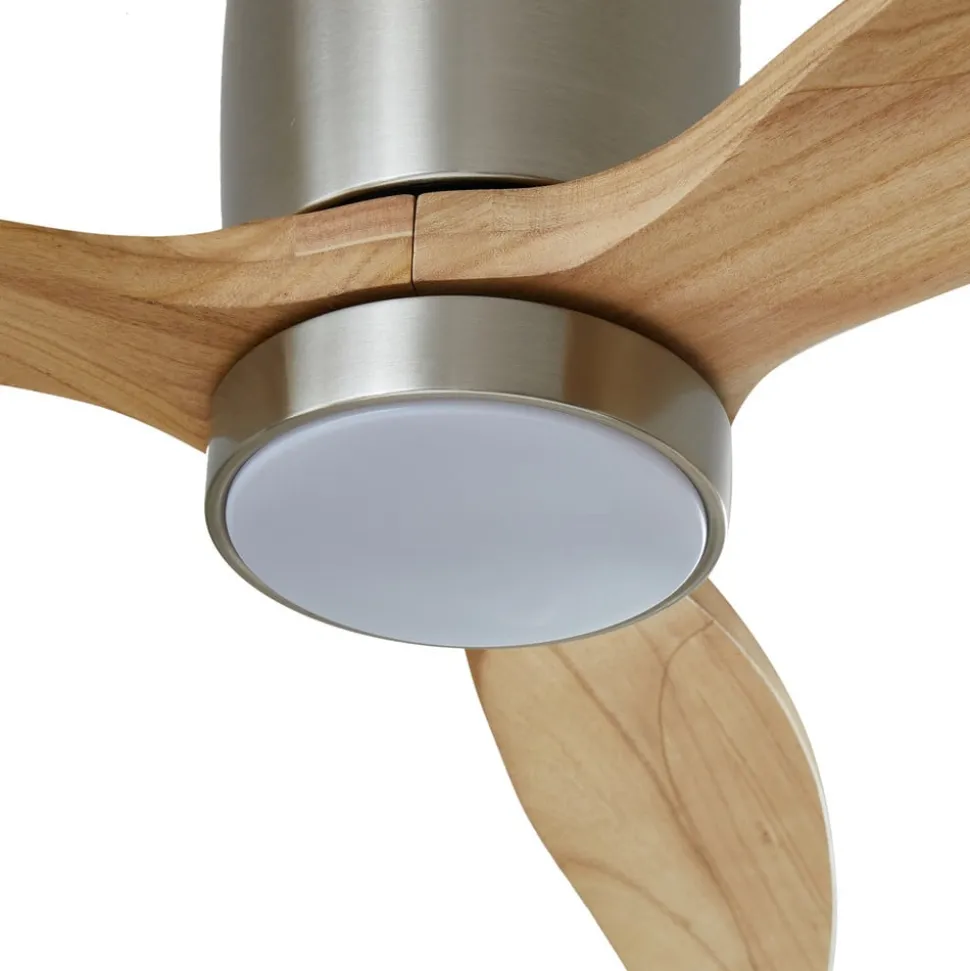 Lucande LED plafondventilator Faipari, nikkel, DC, stil, 132 cm