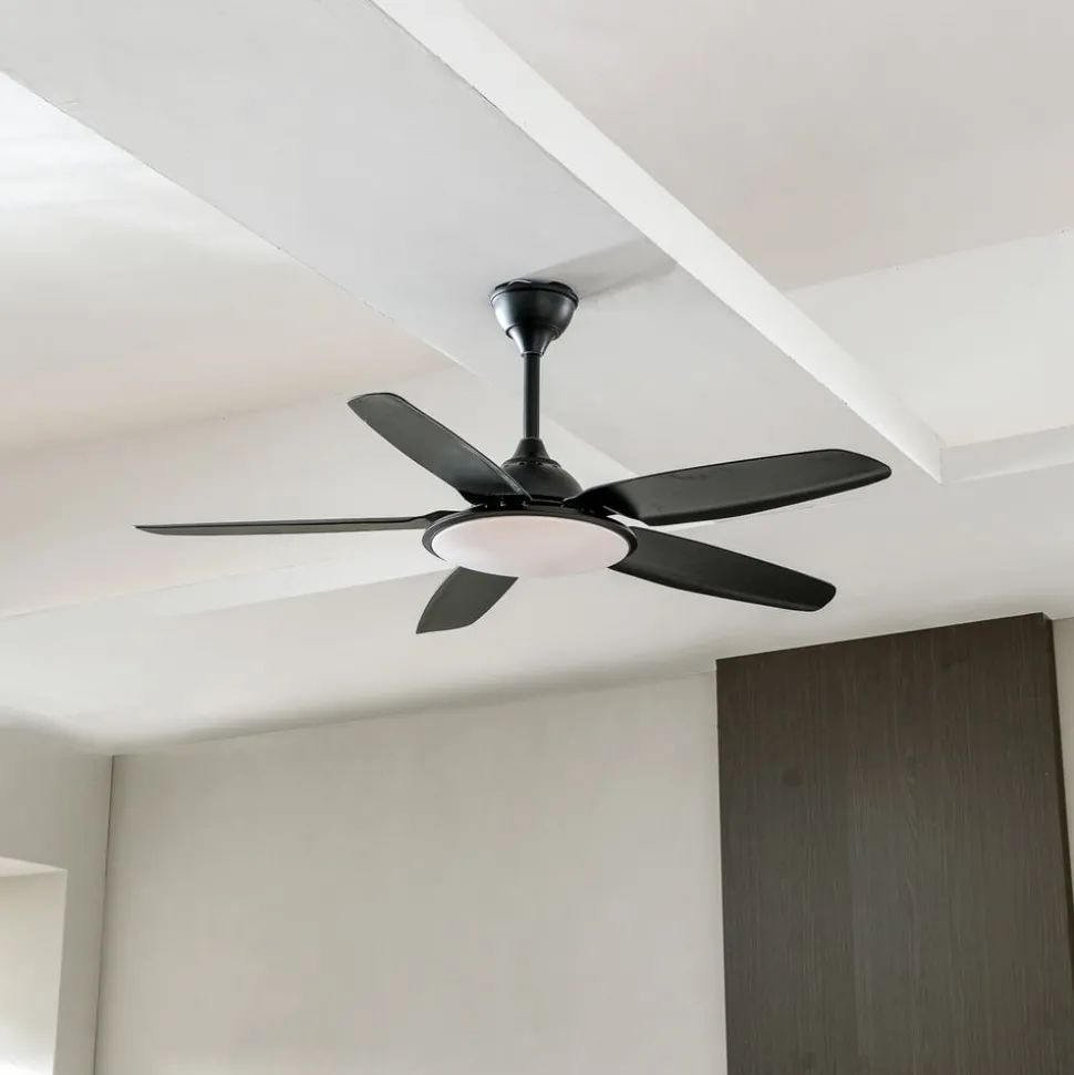 Lucande LED plafondventilator Divian, zwart, DC, stil, CCT