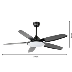 Lucande LED plafondventilator Divian, zwart, DC, stil, CCT