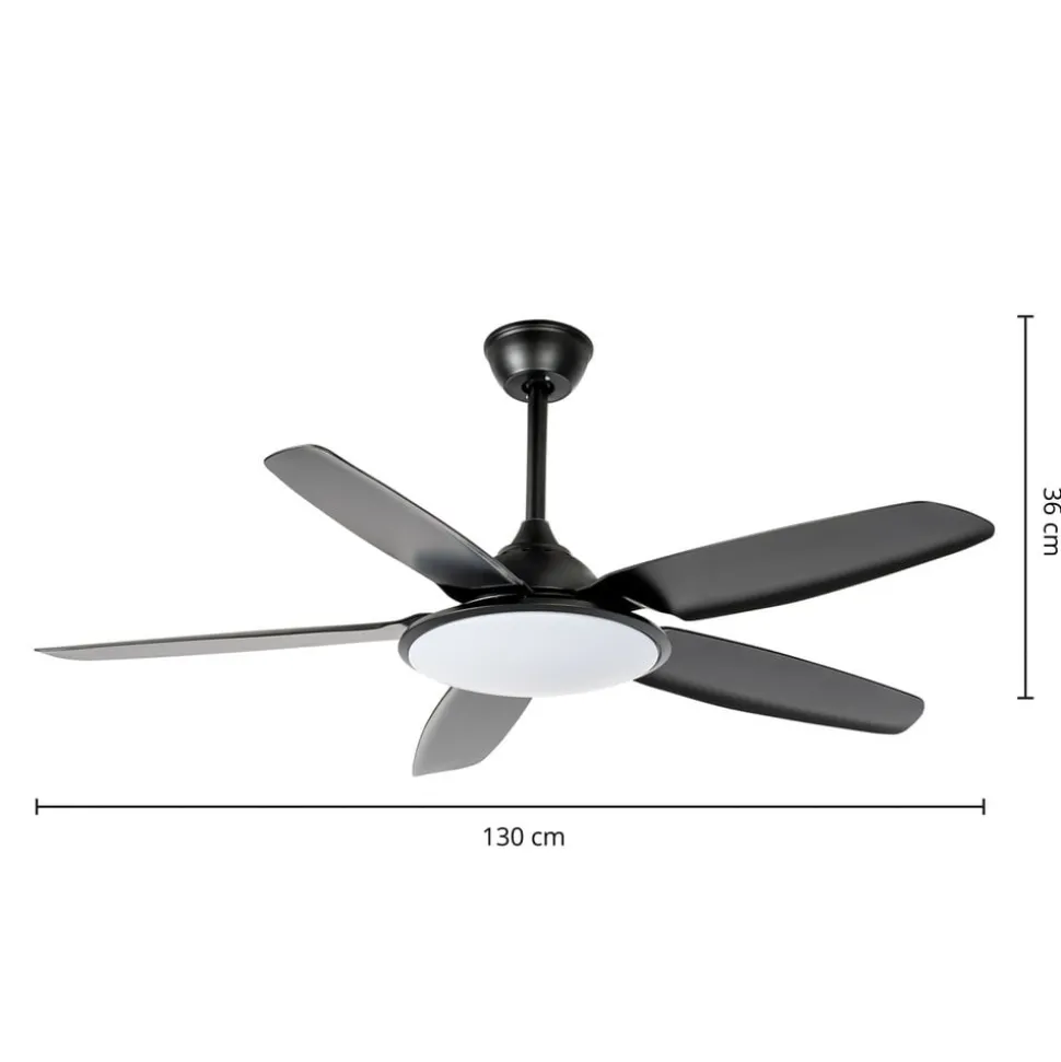 Lucande LED plafondventilator Divian, zwart, DC, stil, CCT