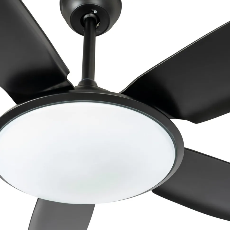 Lucande LED plafondventilator Divian, zwart, DC, stil, CCT