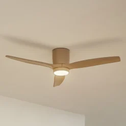 Lucande LED plafondventilator Sorin, beige, DC, stil, IP44